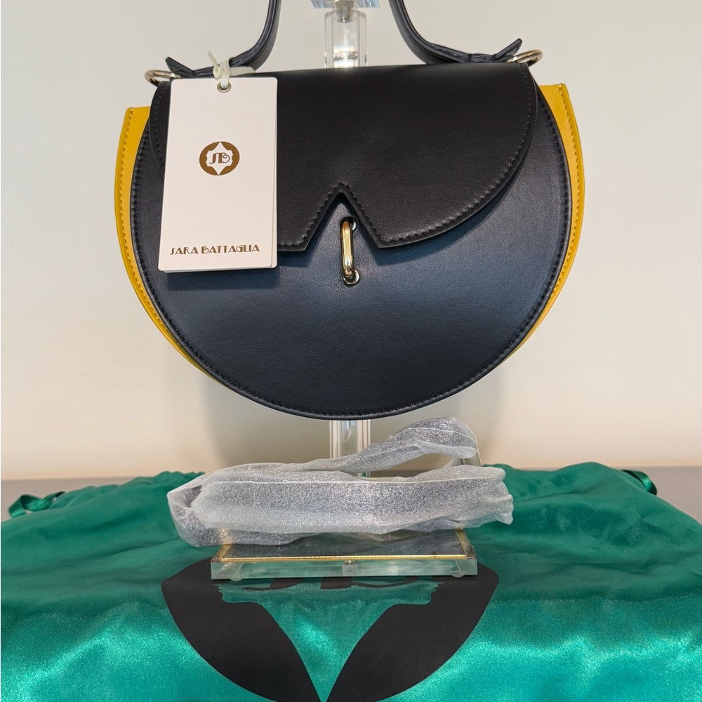 Sara Battaglia Black and Rainbow Shoulder Bag